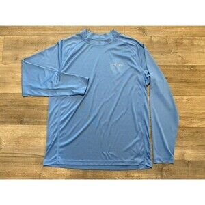 Simms Cor3 MENS L Core Polyester Fishing Blue Long Sleeve Crew Neck T Tee Shirt